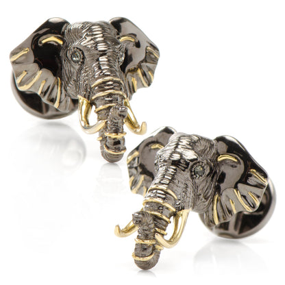 Sterling Silver and 14K Gold Elephant Cufflinks - My Men's Shop