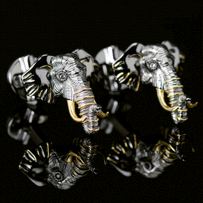 Sterling Silver and 14K Gold Elephant Cufflinks - My Men's Shop