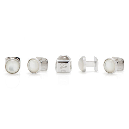 Sterling Silver Ribbed Mother of Pearl 5-Studs - My Men's Shop
