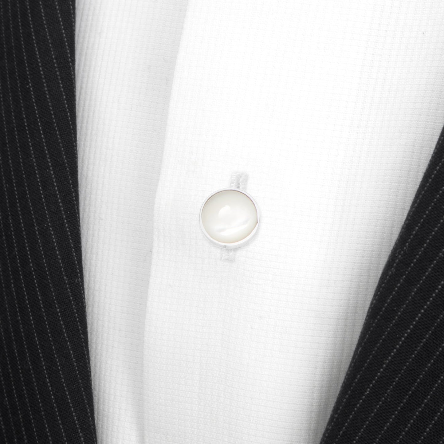 Sterling Silver Ribbed Mother of Pearl 5-Studs - My Men's Shop