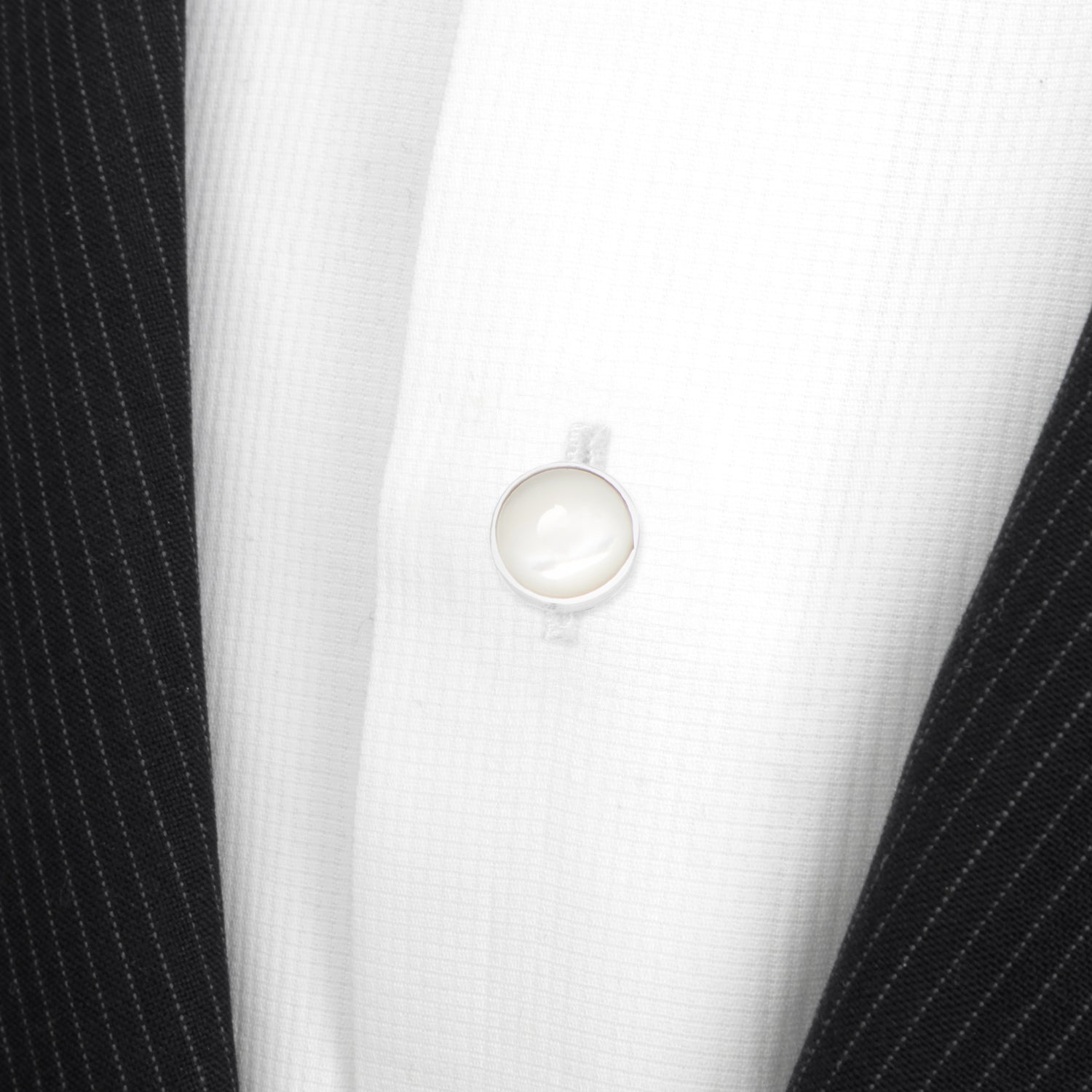 Sterling Silver Ribbed Mother of Pearl 5-Studs - My Men's Shop