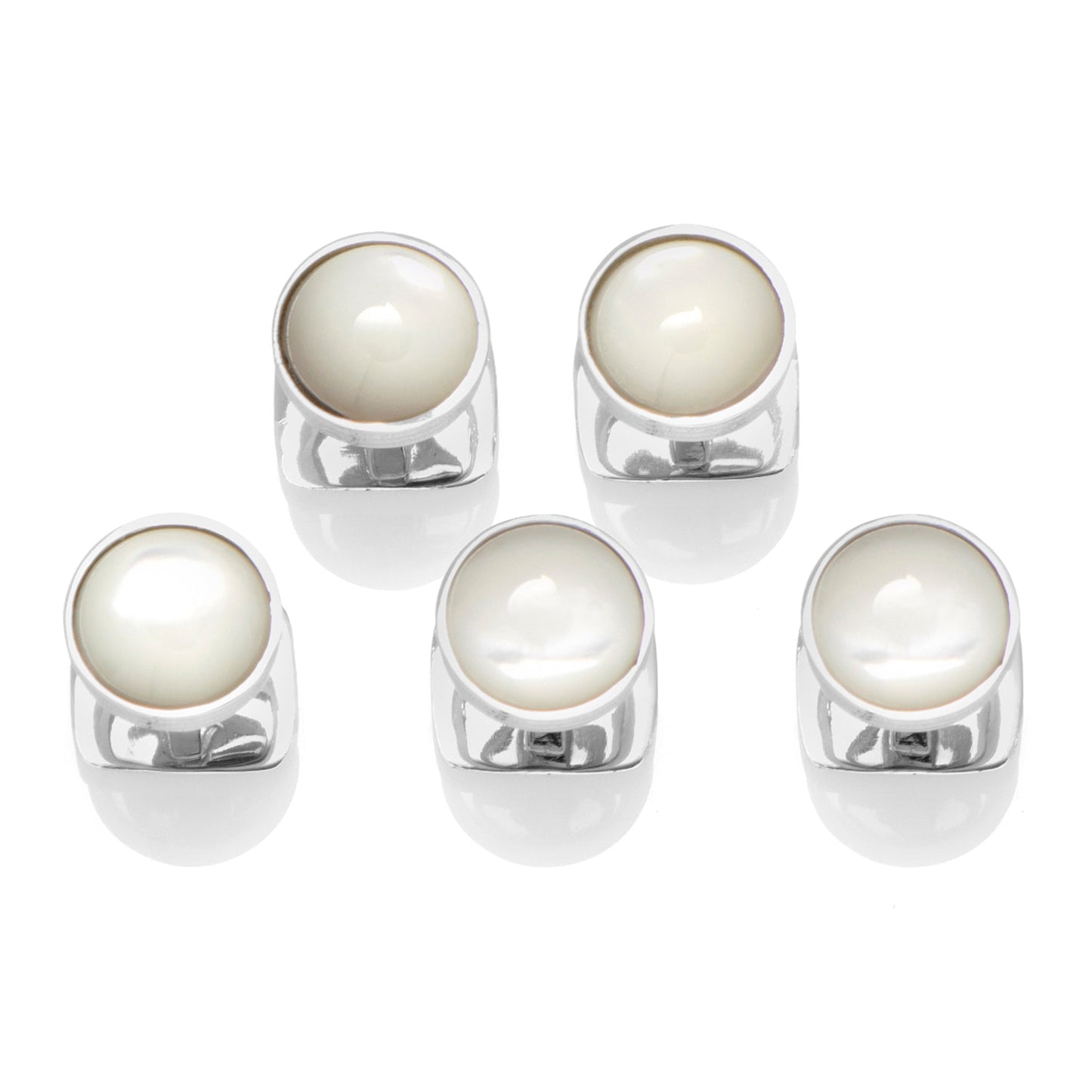 Sterling Silver Ribbed Mother of Pearl 5-Studs - My Men's Shop