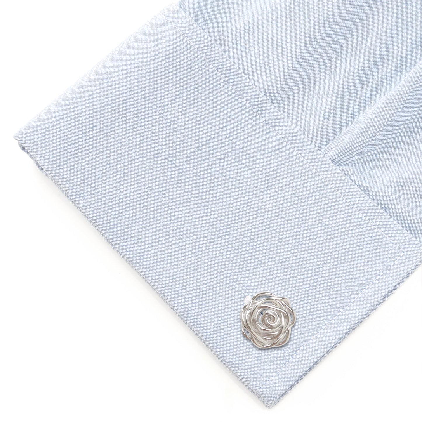Sterling Silver Rhodium Plated Rose Cufflinks - My Men's Shop