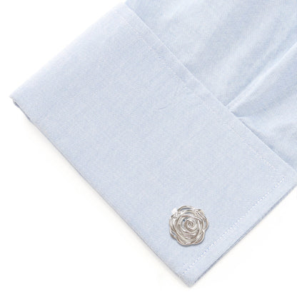 Sterling Silver Rhodium Plated Rose Cufflinks - My Men's Shop