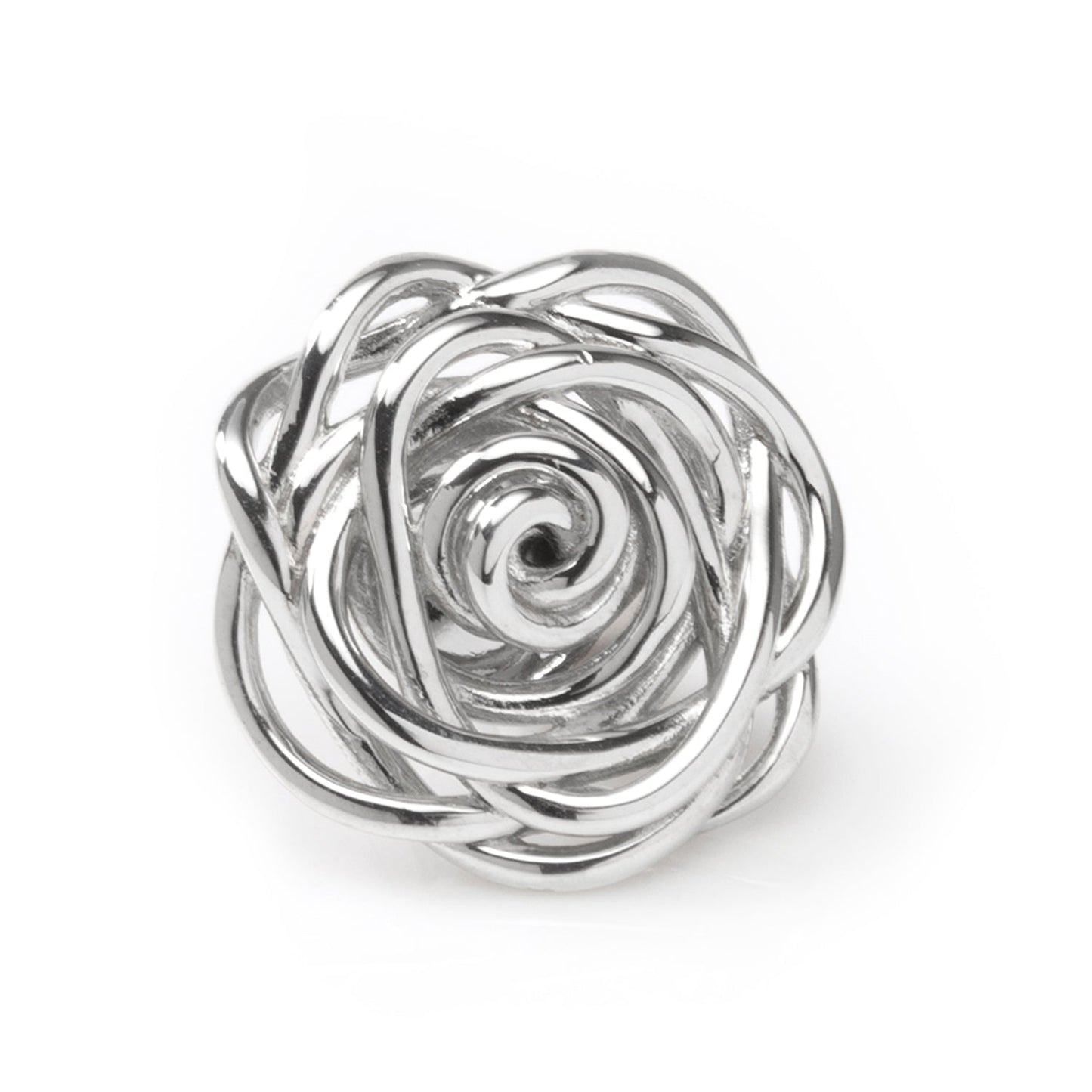 Sterling Silver Rhodium Plated Rose Lapel Pin - My Men's Shop