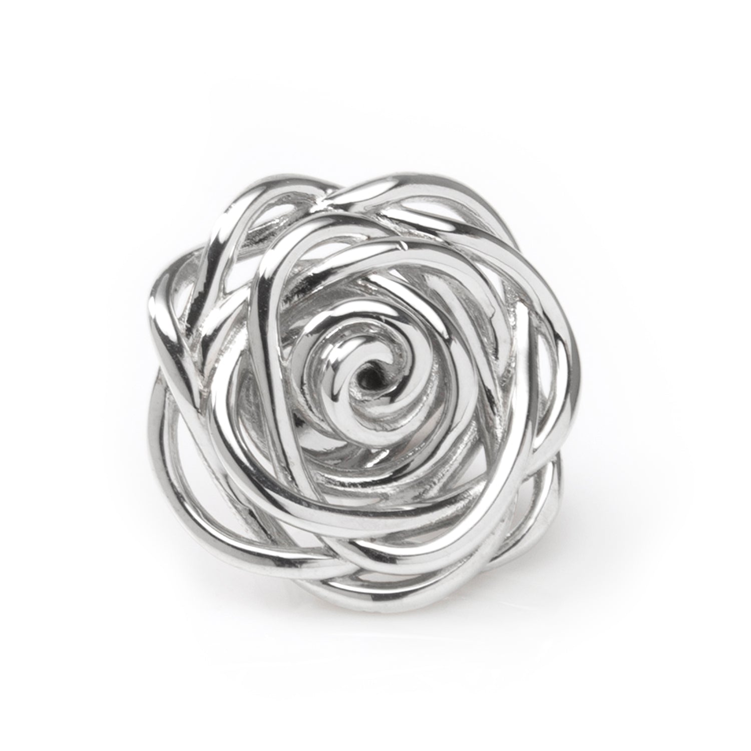 Sterling Silver Rhodium Plated Rose Lapel Pin - My Men's Shop