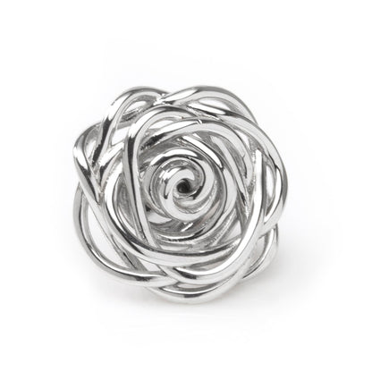 Sterling Silver Rhodium Plated Rose Lapel Pin - My Men's Shop