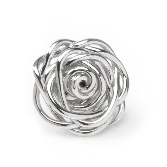 Sterling Silver Rhodium Plated Rose Lapel Pin - My Men's Shop