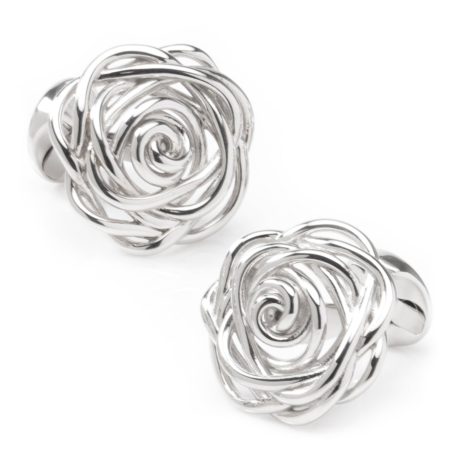 Sterling Silver Rhodium Plated Rose Cufflinks - My Men's Shop