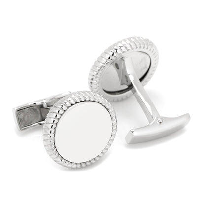 Sterling Silver Rope Border Engravable Round Cufflinks - My Men's Shop