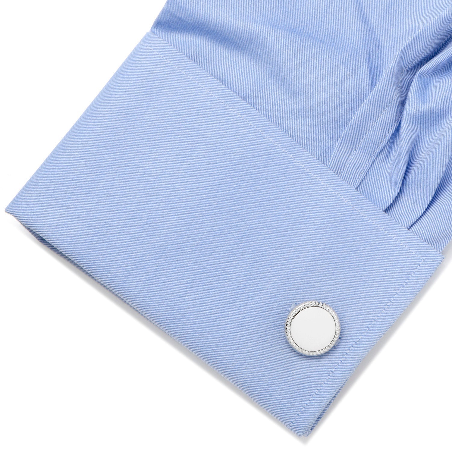 Sterling Silver Rope Border Engravable Round Cufflinks - My Men's Shop