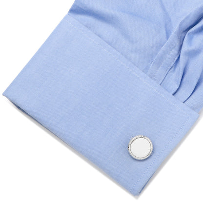 Sterling Silver Rope Border Engravable Round Cufflinks - My Men's Shop