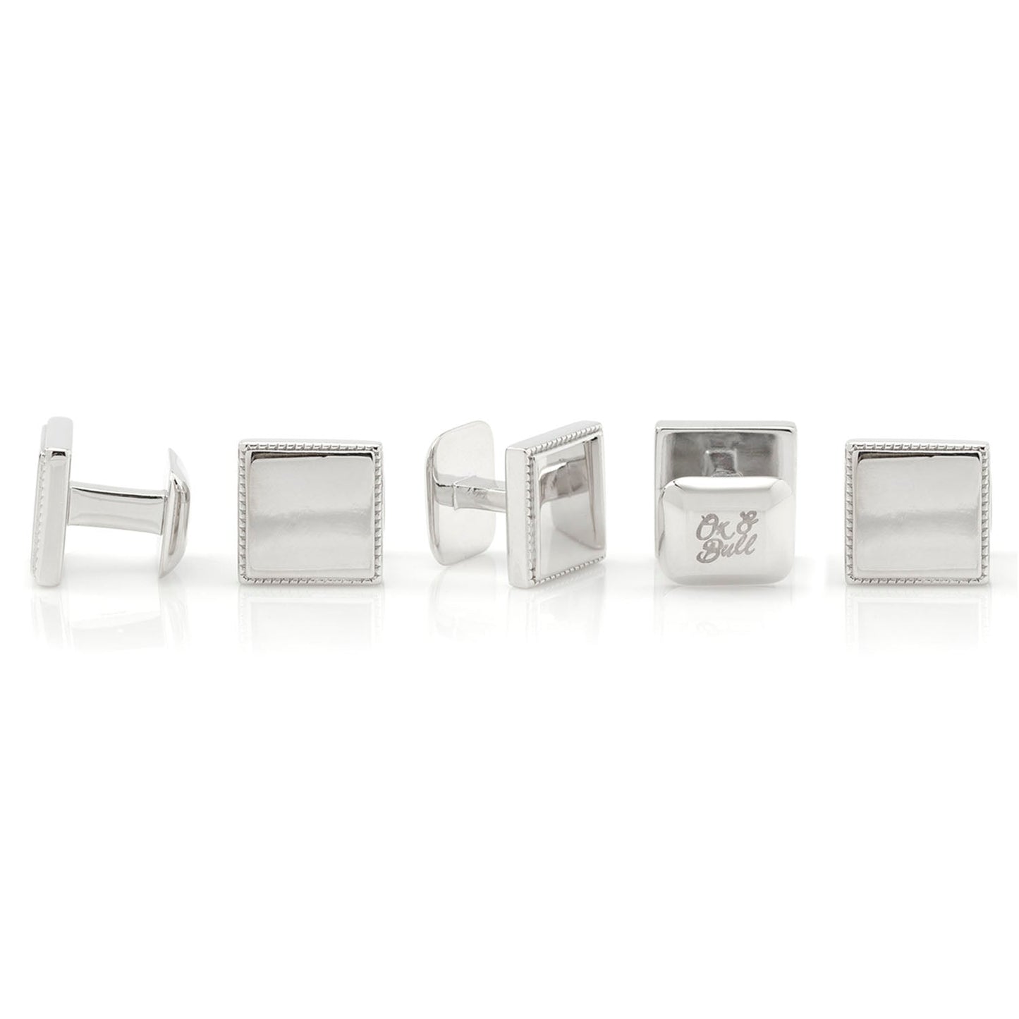 Sterling Silver Rope Square 5-Studs - My Men's Shop