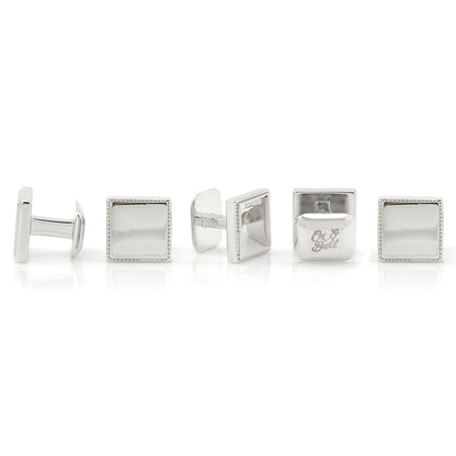 Sterling Silver Rope Square 5-Studs - My Men's Shop