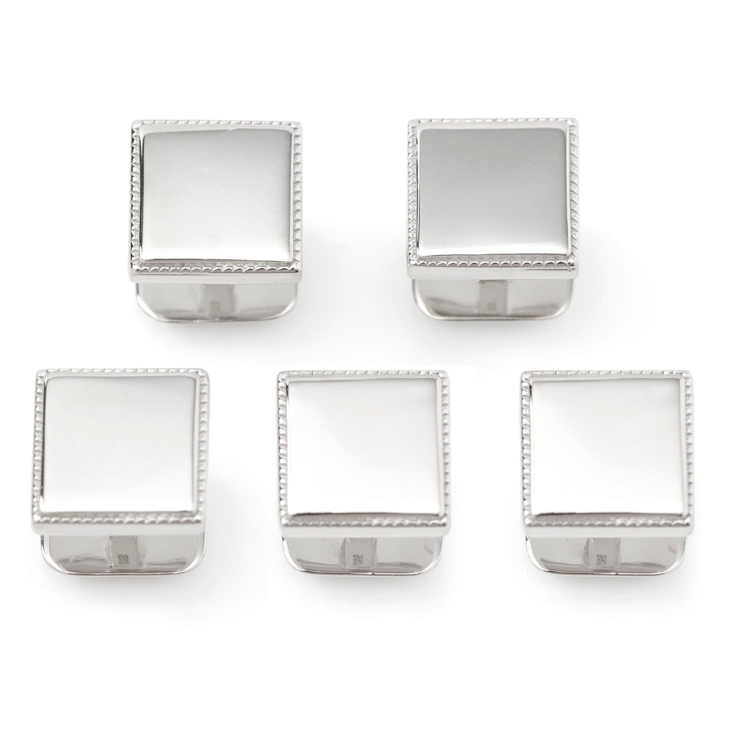 Sterling Silver Rope Square 5-Studs - My Men's Shop