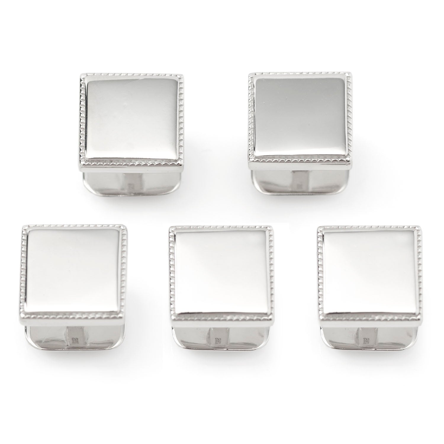 Sterling Silver Rope Square 5-Studs - My Men's Shop