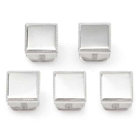 Sterling Silver Rope Square 5-Studs - My Men's Shop