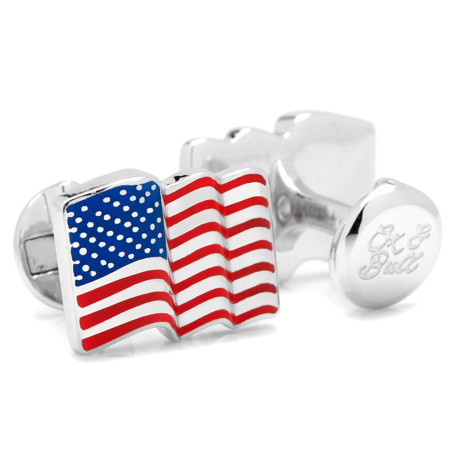 Sterling Silver Waving American Flag Cufflinks - My Men's Shop