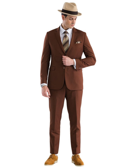 Mens 2 Button Dark Chocolate Brown 2 pcs suit ( Slim )