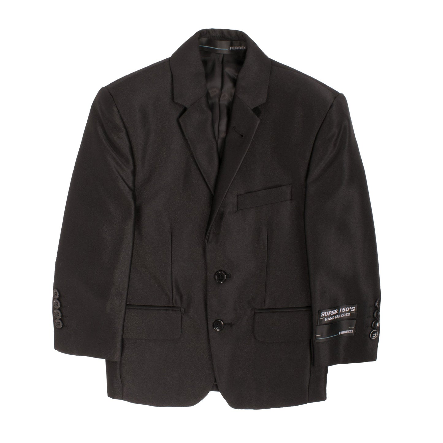 Ferrecci Boys Black Sharkskin 3-Piece Vested Suit – Formal Kids Suit