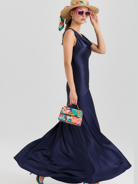 Vestido de chifón entallado con hombros descubiertos para mujer, Upper West Side, BYMANYC Nueva York.