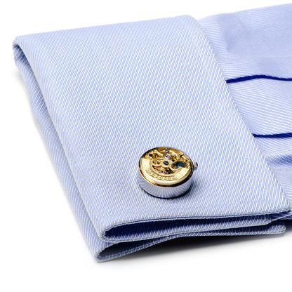 Gold and Silver Kinetic Watch Movement Cufflinks