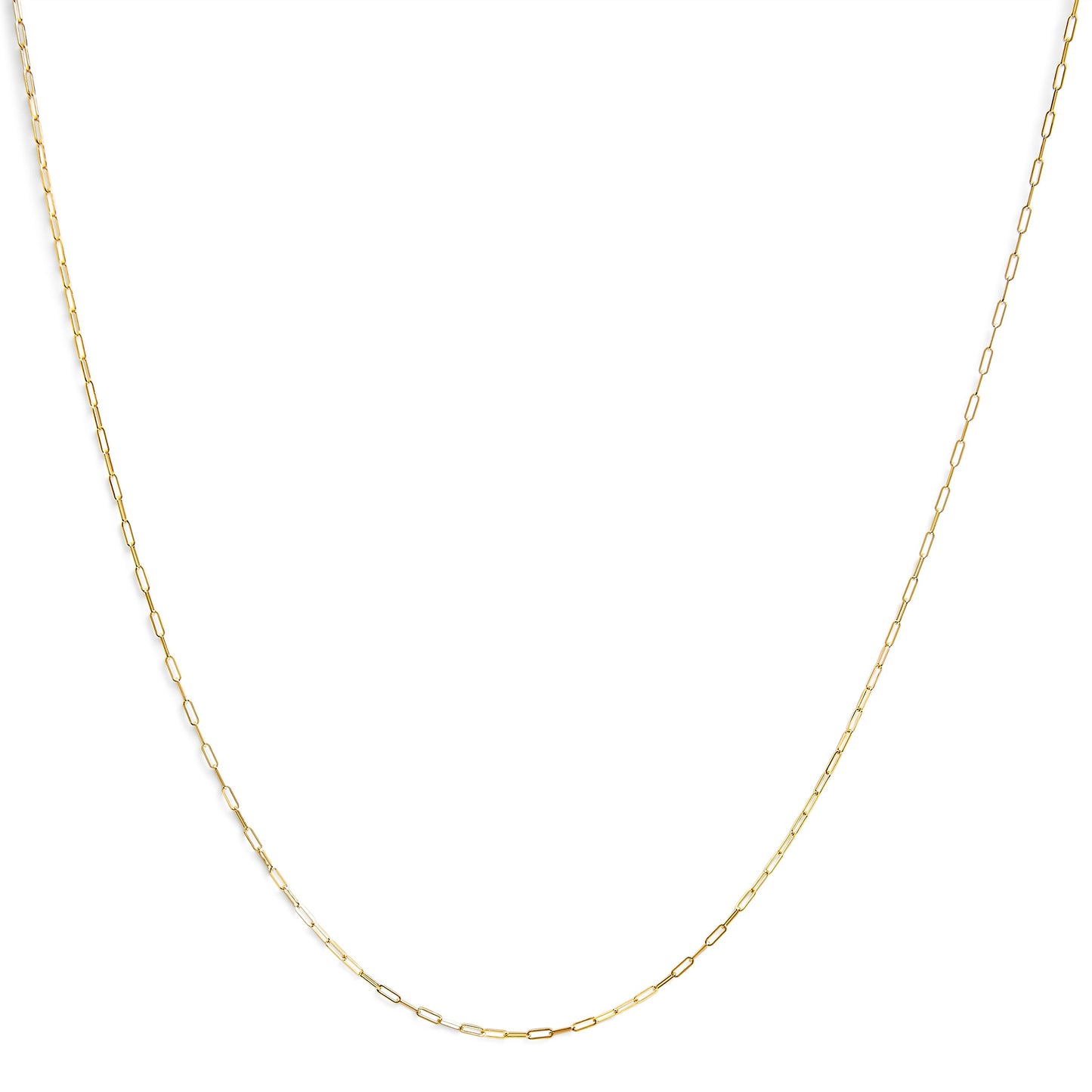 Gargantilla unisex de oro amarillo macizo de 14K, cadena de eslabones tipo clip de 1,5 mm - 18 pulgadas