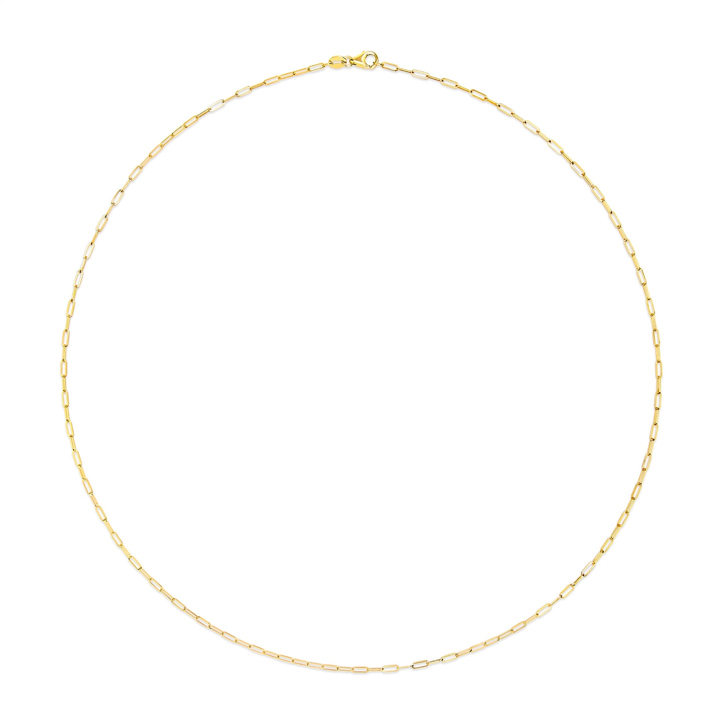 Gargantilla unisex de oro amarillo macizo de 14K, cadena de eslabones tipo clip de 1,5 mm - 18 pulgadas