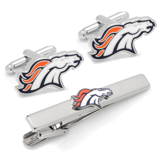 Set de regalo de gemelos y pasador de corbata NFL Denver Broncos