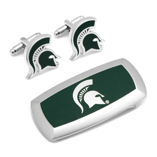 Juego de mancuernillas y clip para billetes NCAA Michigan State Spartans