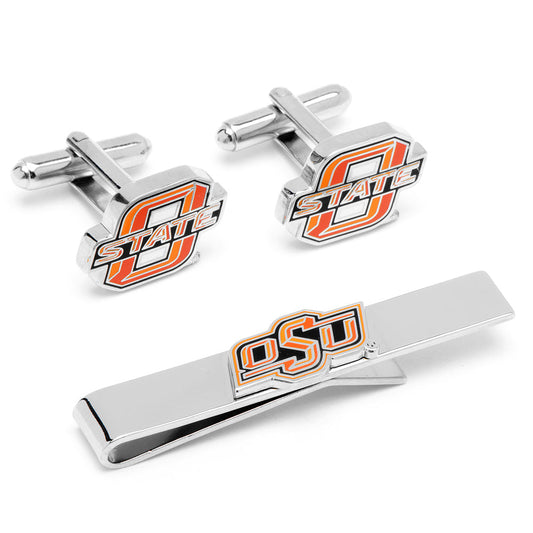 Juego de regalo de mancuernillas y clip para corbata NCAA Oklahoma State Cowboys