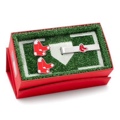 Set de regalo de gemelos y pasador de corbata de los MLB Boston Red Sox