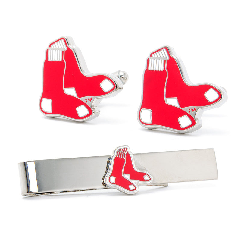Set de regalo de gemelos y pasador de corbata de los MLB Boston Red Sox