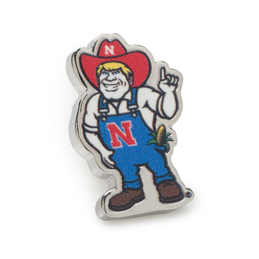 Pin de solapa de la mascota Herbie Husker de la NCAA de Nebraska