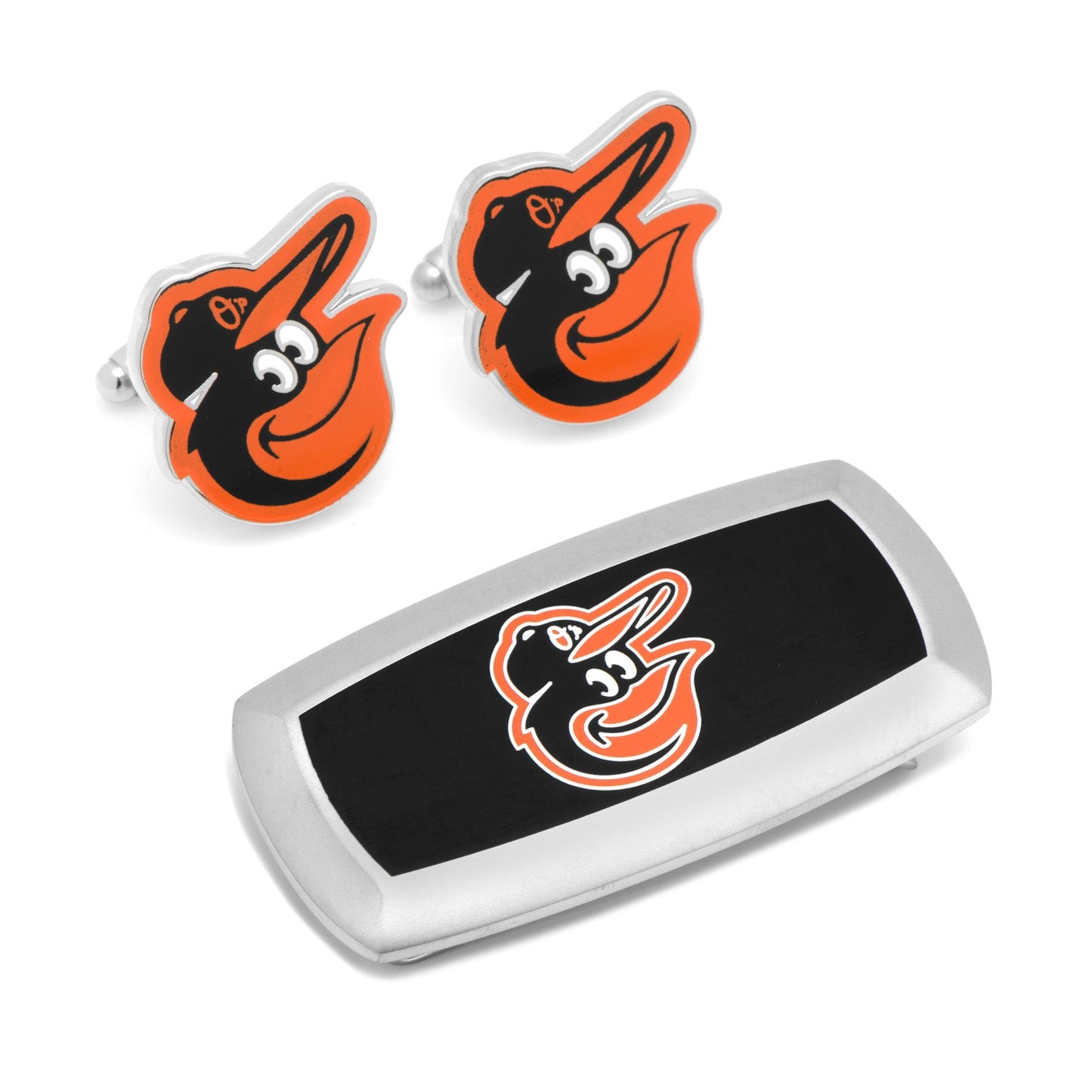 Juego de regalo de mancuernillas y sujetabilletes con cojín de los Orioles de Baltimore de la MLB