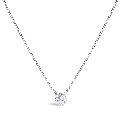 Collar de oro blanco de 14K con colgante solitario flotante de diamante cultivado en laboratorio de 1/2 quilate, 18 pulgadas