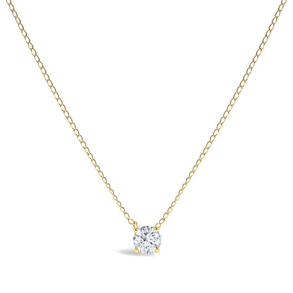 Collar de oro blanco de 14K con colgante solitario flotante de diamante cultivado en laboratorio de 1/2 quilate, 18 pulgadas