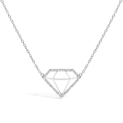 Collar con colgante de diamante de plata de ley .925 de 1/7 quilates cultivado en laboratorio - Talla 18 pulgadas