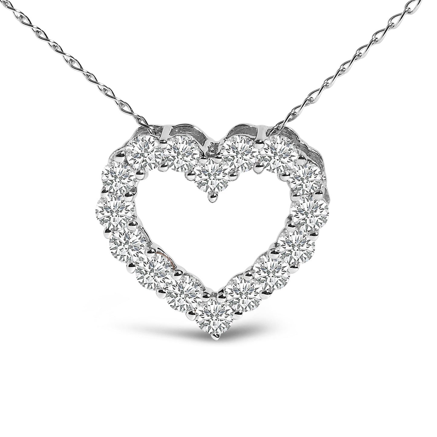Collar con colgante en forma de corazón con diamante cultivado en laboratorio de 1/2 quilate en oro blanco de 14 quilates