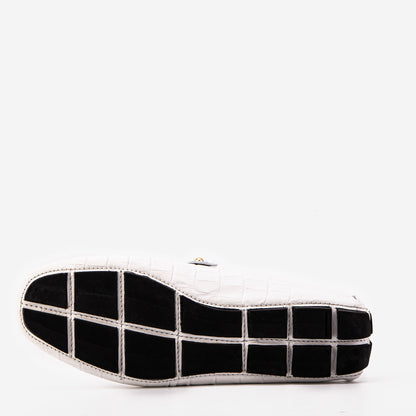 The Pisa White Leather Bit Drive Loafer Men Shoe