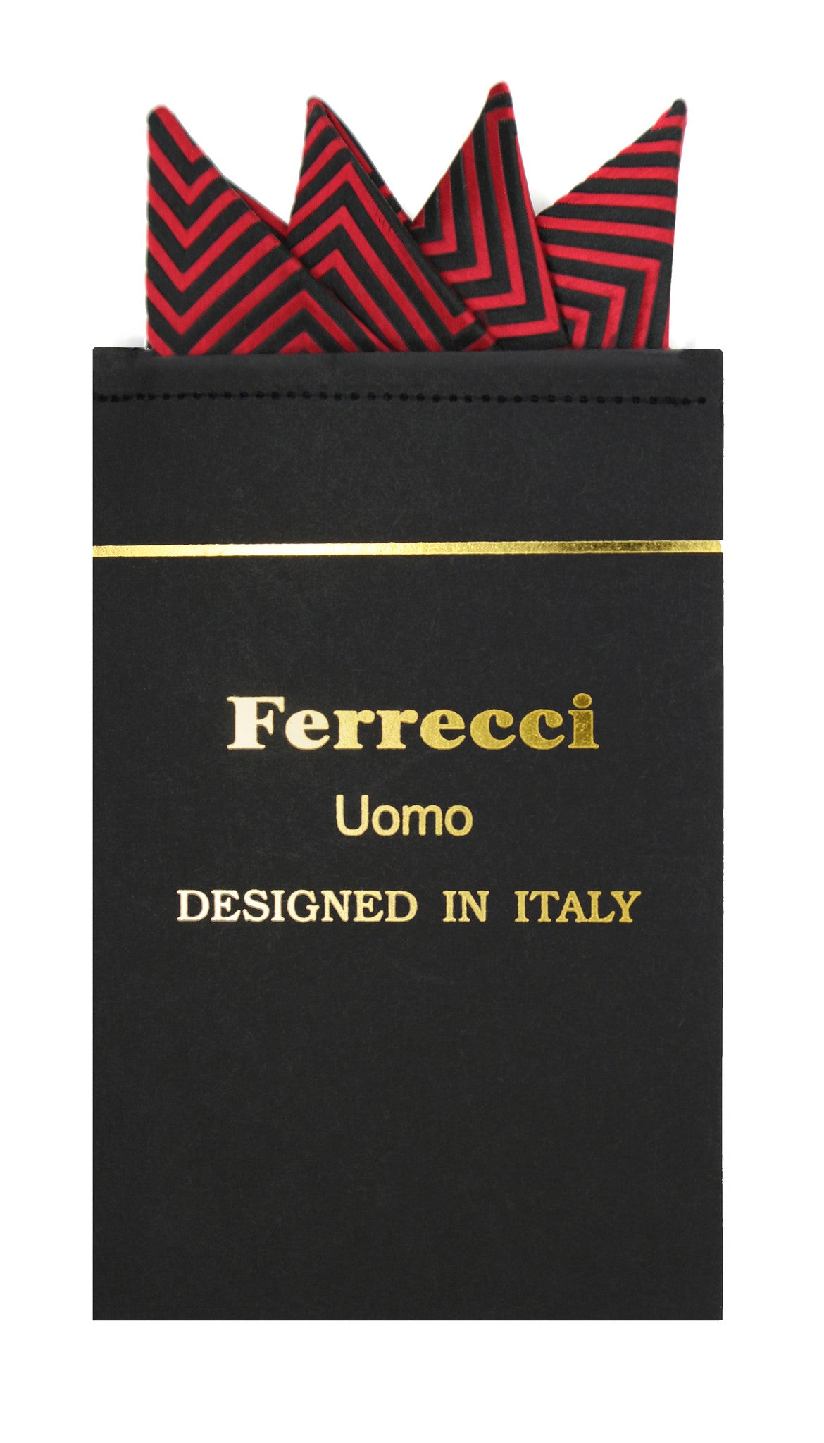 Pre-Folded Microfiber Red Chevron Handkerchief Pocket Square