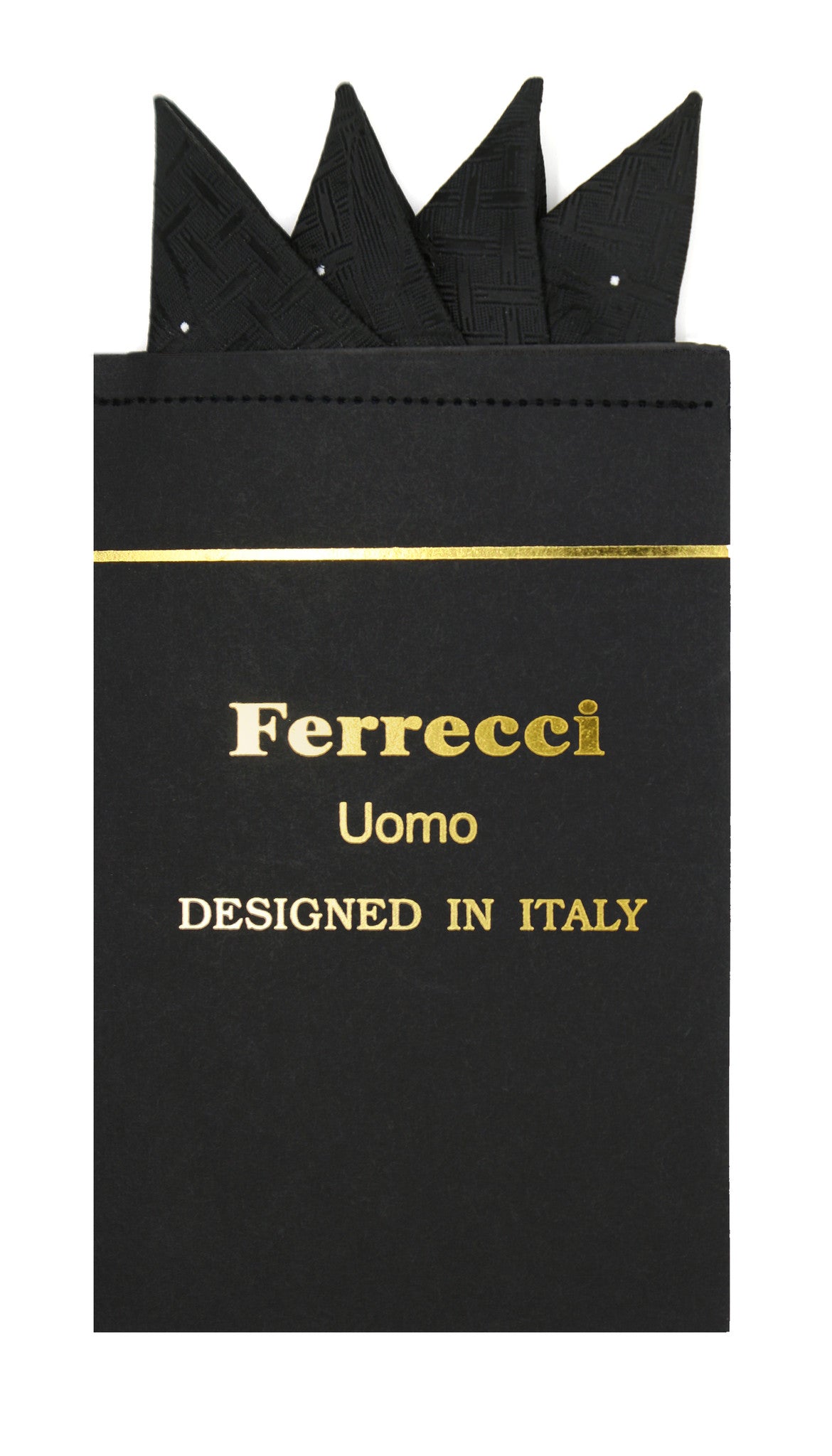 Pre-Folded Microfiber Black Geometric Handkerchief Pocket Square