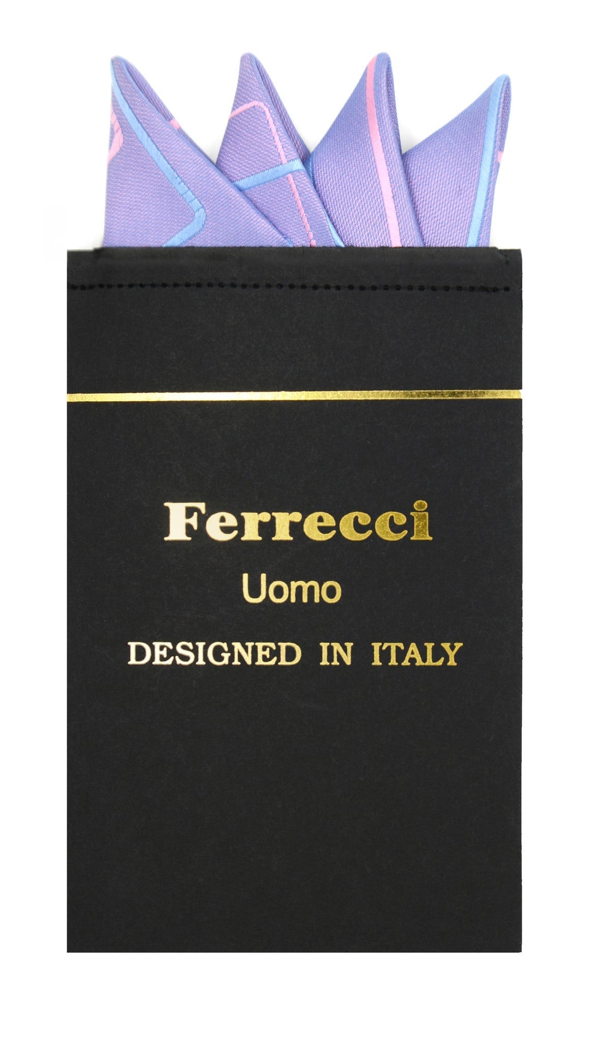Pre-Folded Microfiber Blue Pink Geometric Handkerchief Pocket Square