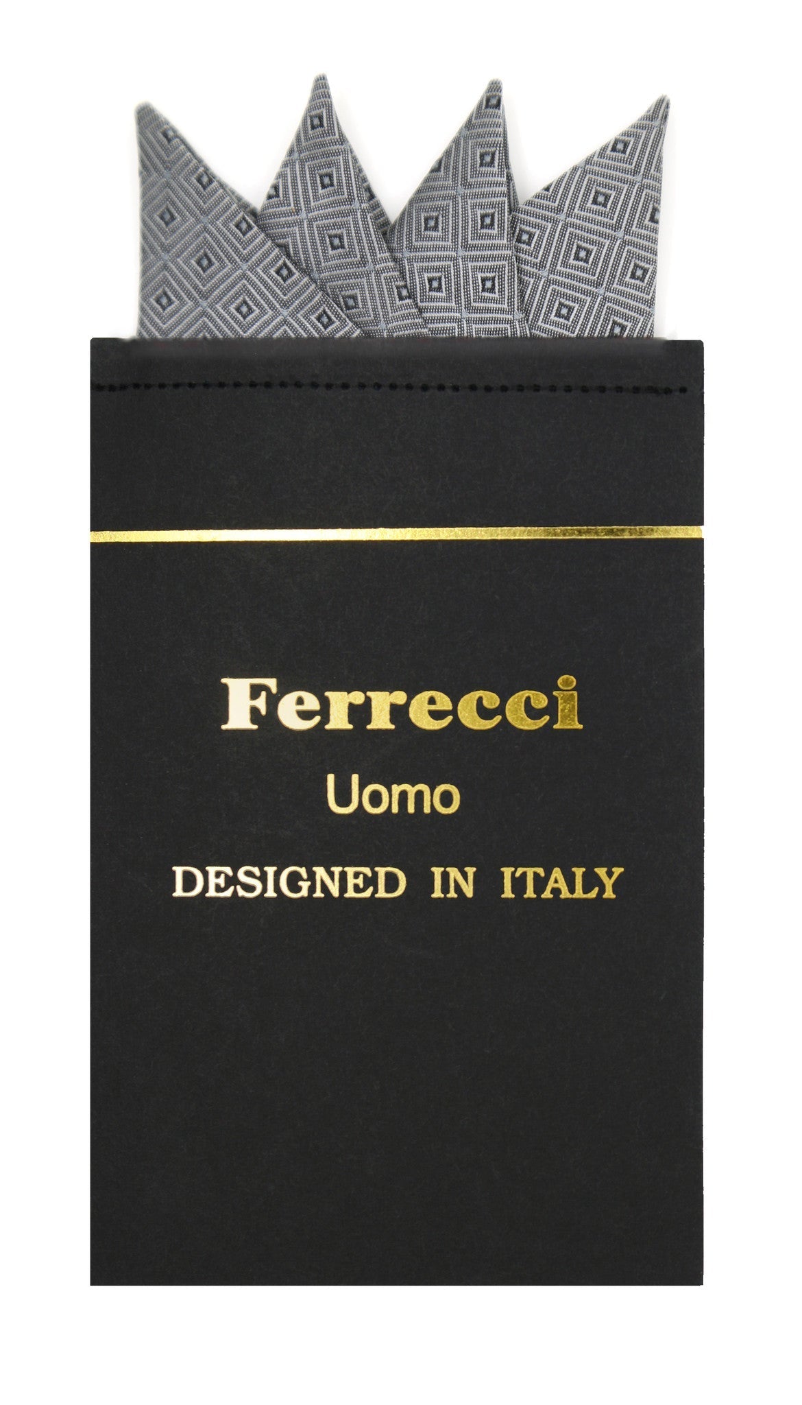 Pre-Folded Microfiber Grey Silver Geometric Handkerchief Pocket Square