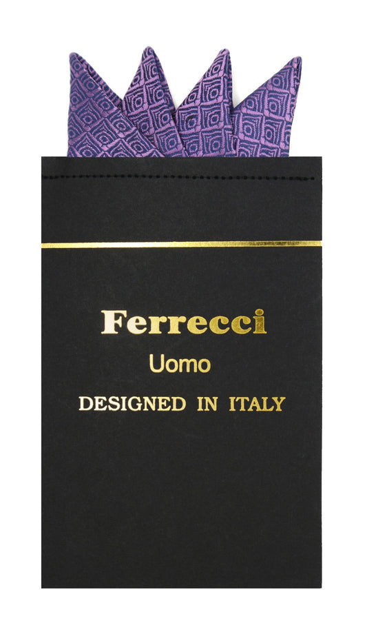 Pre-Folded Microfiber Lavender Geometric Handkerchief Pocket Square