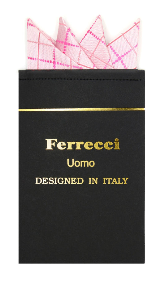 Pre-Folded Microfiber Pink Geometric Handkerchief Pocket Square