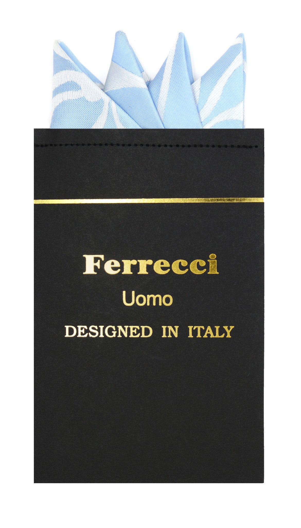Pre-Folded Microfiber Sky Blue Geometric Handkerchief Pocket Square