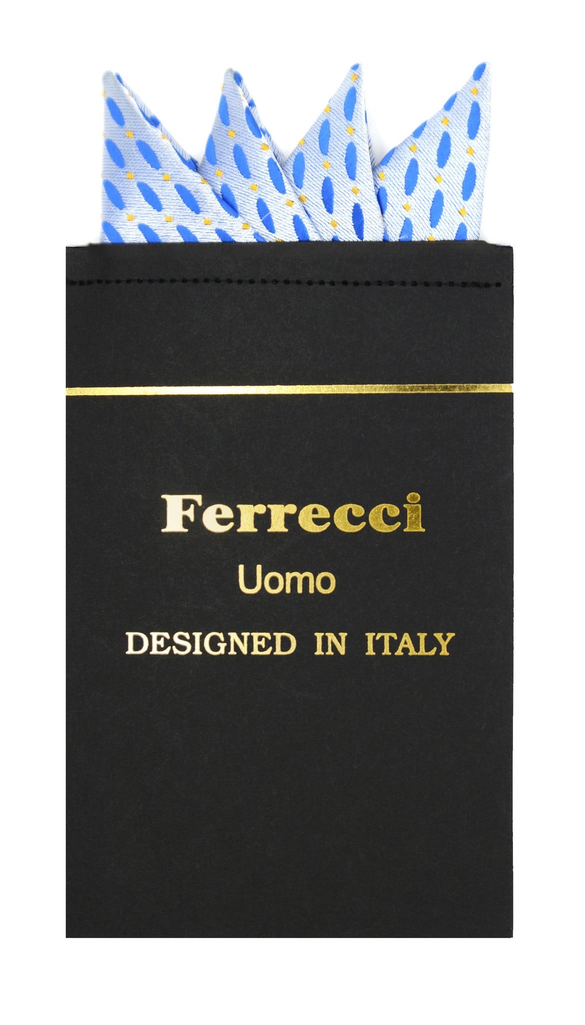 Pre-Folded Microfiber Blue Polkadot Handkerchief Pocket Square