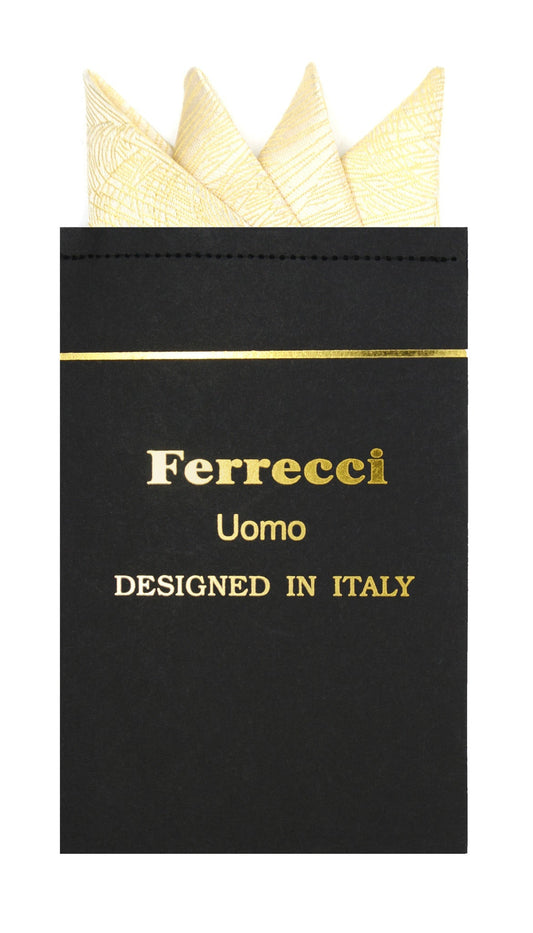 Pre-Folded Microfiber Gold Stripe Handkerchief Pocket Square