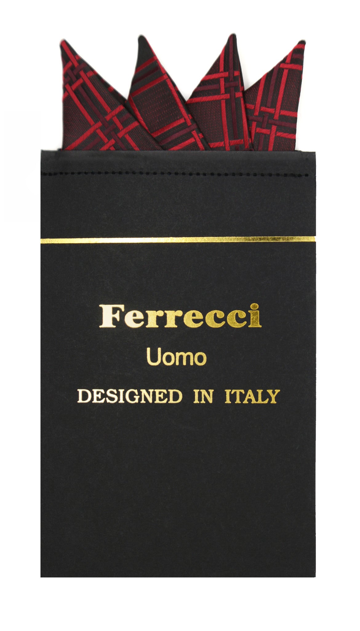 Pre-Folded Microfiber Red Stripe Handkerchief Pocket Square
